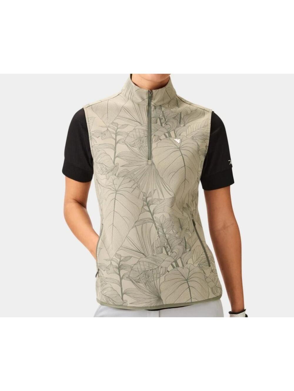 NEW Macade Golf Therma Vest Green Palm Women MEDIUM Athletic 1/4 Zip Lightweight